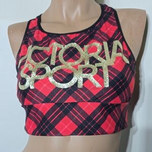 Victoria Sport Red Plaid Bra Top Size XL